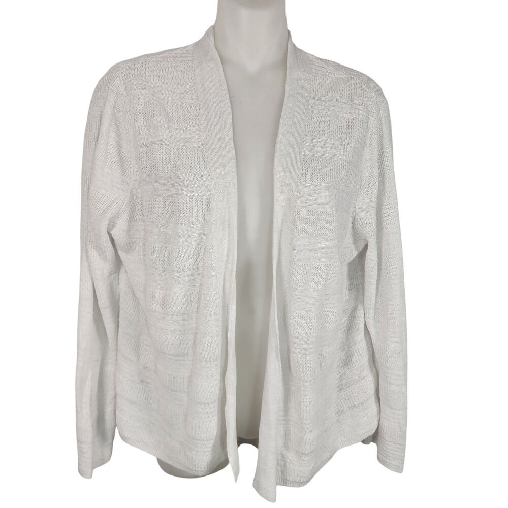 Cynthia Rowley Womens Cardigan Sweater 100% Linen Open L Minimalist Quiet Luxury